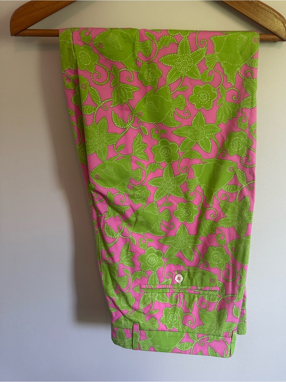 Men’s Lilly Pulitzer Bright Pink & Lime Floral Pattern Trouser pants waist 38
